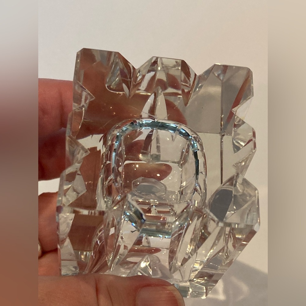 Stunning Crystal Glass Faceted Cut Perfume Bottle Art Deco Table Decor 6” - Picture 8 of 8